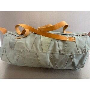 Vintage M&N Light Blue Patchwork Leather Duffel Large Travel Made in Mexico